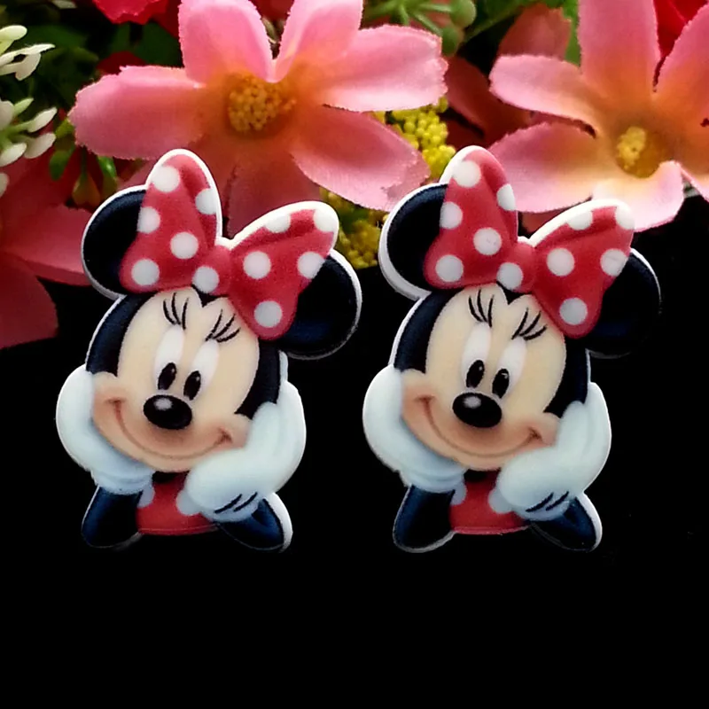 

40pcs/Lot 32x23mm Thinking Minnie Planar Resins Cabochons Flatback Cartoon Mouse Flat Back for Hair Bows Center Home Decoration