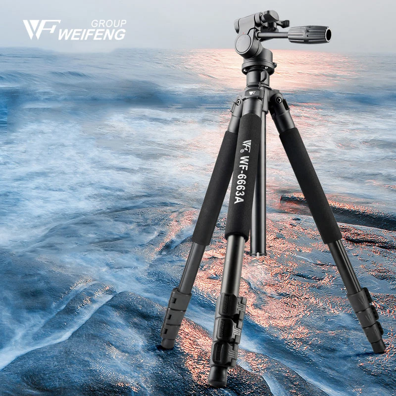Liga de Magnésio Tripé de Viagem Tripé para Câmera Weifeng Tripés Três Profissional Portátil Monopé Wf-6663a - Image 3