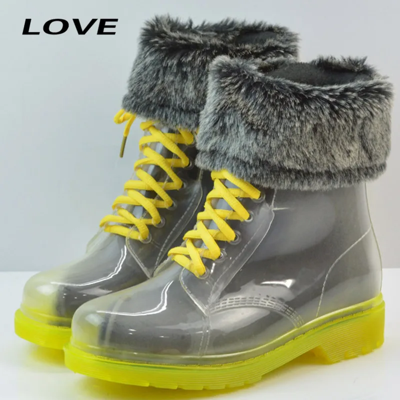 

2016 Candy Colors Women Rain Boots Waterproof Water Shoes Green PVC Welly Boot Lace Up Women Boots Round Toe Ladies Shoes DX274