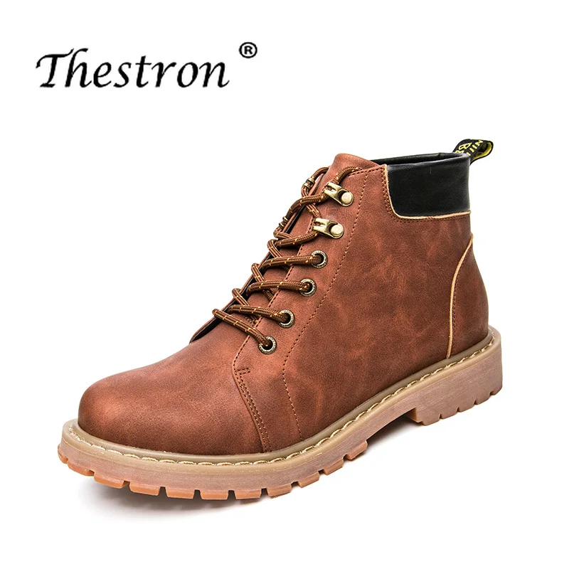 

Working Safety Boots Red wine Mens Martens Boots High Top Mens Autumn Footwear Casual Men Shoes Top Quality Cow Leather Boots