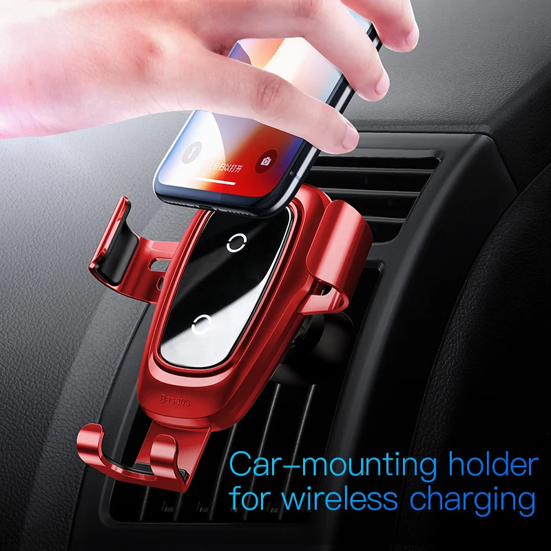 

Baseus 10W Qi Wireless Charger for iPhone X 8 Plus samsung S9 Plus S8 Fast Wireless Car Charger Pad Mobile Phone Stand Holder