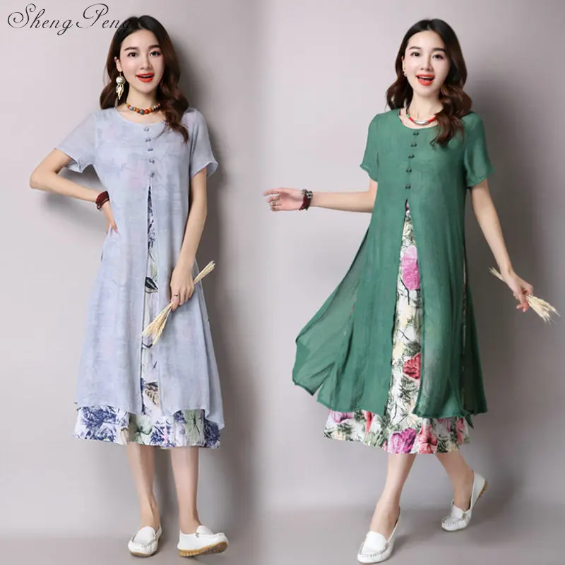 Женское платье qipao V904 элегантные летние китайские платья в восточном стиле