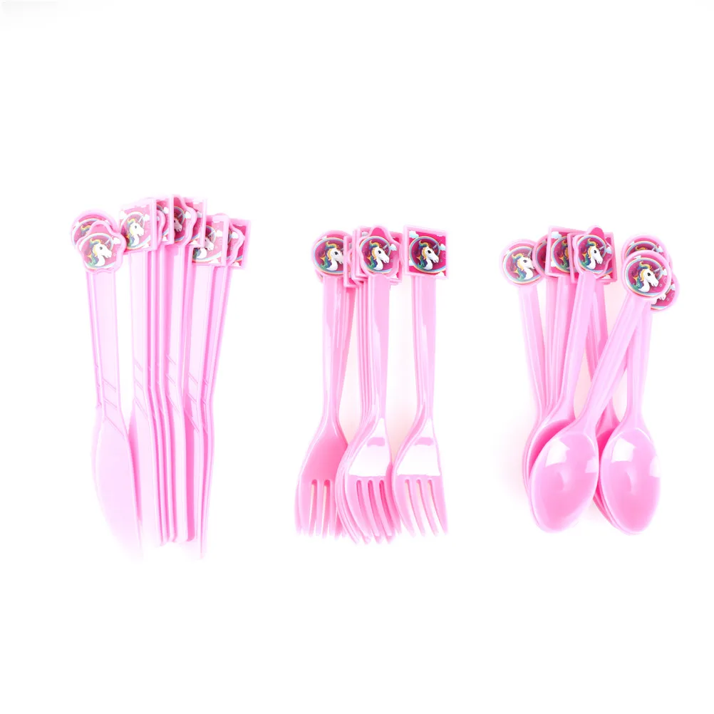 

10pcs/lot Disposable Cartoon Unicorn Plastic Knife/Fork/Spoon Unicorn Party Supplies Kids Birthday Baby Shower Decoration