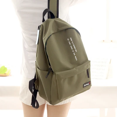 army green B NuFangU, простой дизайн, нейлон, корейский стиль, женский рюкзак, модная, для девочек, сумка для отдыха, школьная, Студенческая, сумка для книг, Подростковая - Цвет: army green B