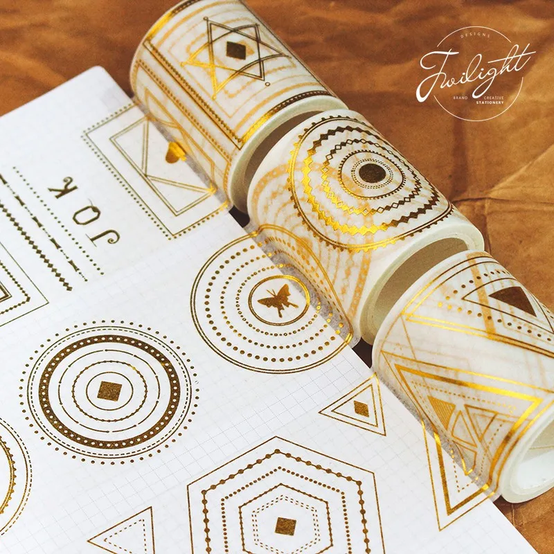 

0.8-5 cm X 5 m Star array geometry Bronzing adhesive washi tape album Scrapbook decoration tape diy Gift Card Art craft sticker