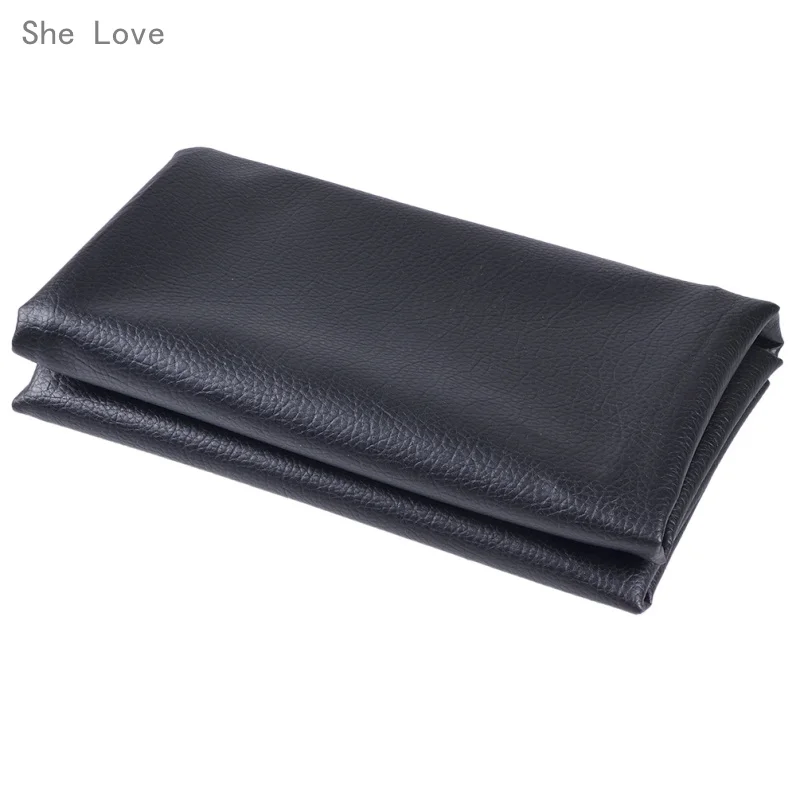 

Black Lychee Synthetic Leather Fabric Solid Color Car Interior Upholstery Home Decor Table Cover
