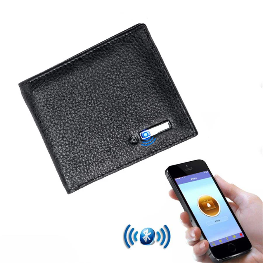 

2018 Smart Wallet Tracker Men Wallet Genuine Leather Brand Designer Anti Lost Bluetooth Purse Male Card Holders for IOS Android