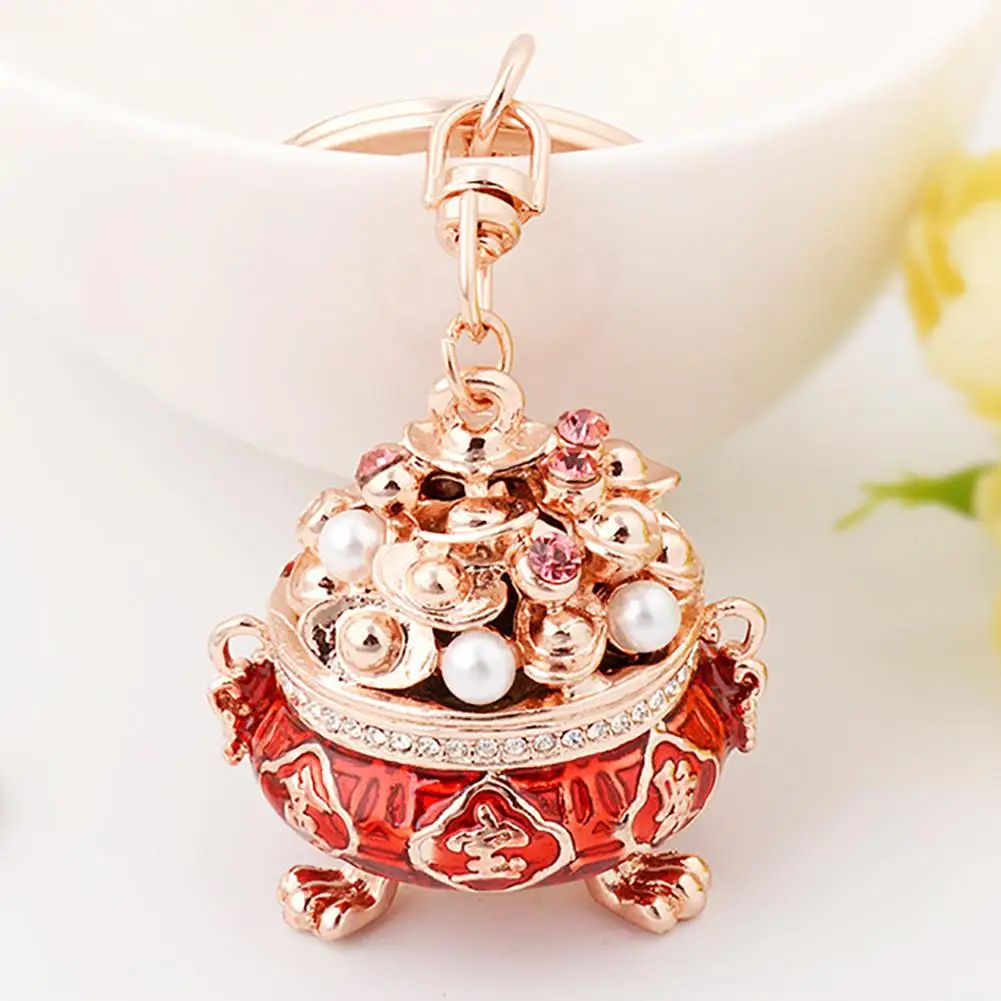 

Traditional Chinese Treasure Bowl Keychain Lucky Pendant Keys Bag Pouch Decor