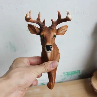 Animal Head Hook Clothes Robe Key Holder Hat Hanger Wall Decoration Deer Elephant Zebra Giraffe Designs Retro Wall Ornament  (2)