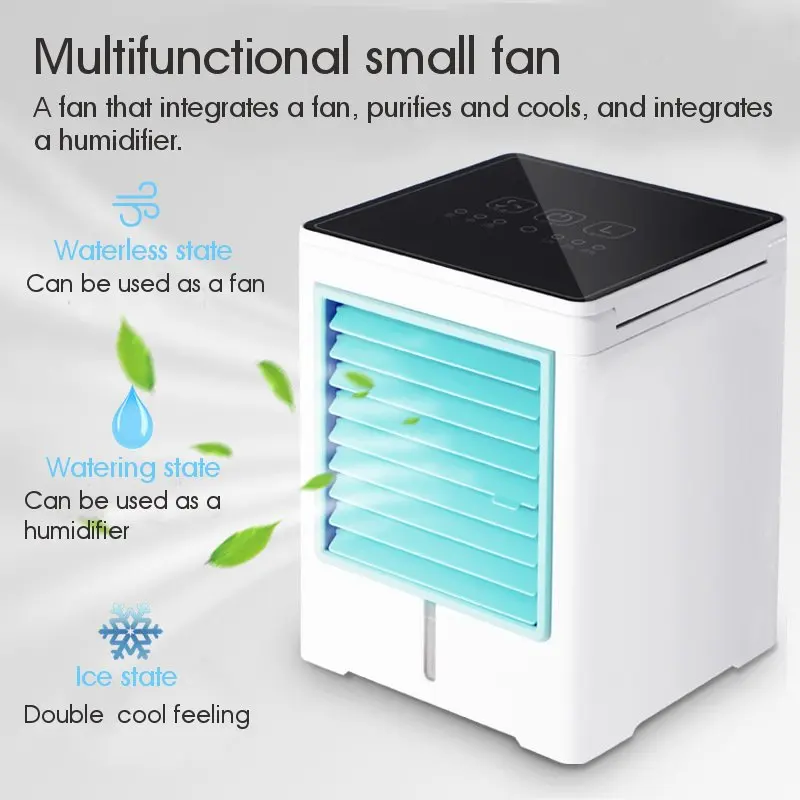 

Touch Screen Timing Air Cooler USB Portable Air Conditioner Desktop Mini Fan Negative Ion Humidifier Purifier