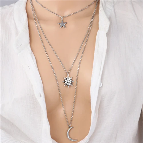 Tenande низкая цена многоуровневый слой большая заявленная Луна Дерево сердца Хамса ручной кристалл цепи ожерелья и подвески для женщин аксессуары