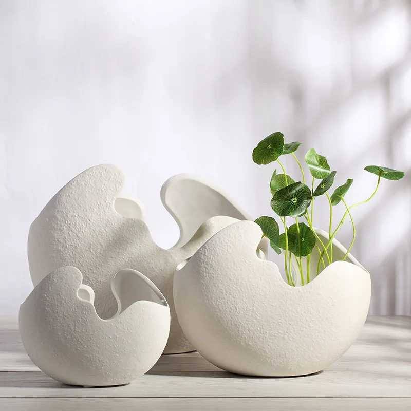 Творческие керамика ваза белый яичной скорлупы Стиль цветочный горшок украшения дома украшения офиса 1 шт