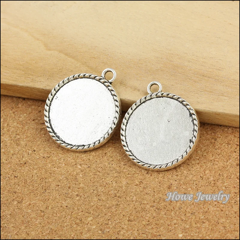 

25pcs silver tone plated round Cameo/Cabochon frame pendant fit for necklaces & pendants DIY jewelry Accessories B079