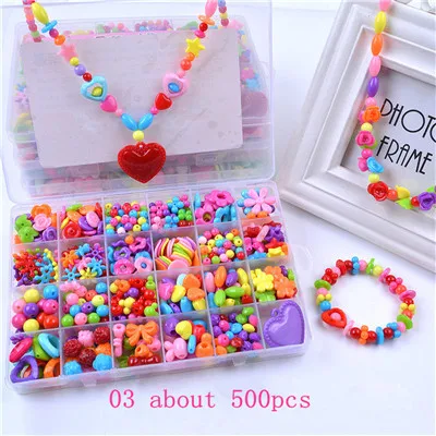 Children creative DIY beads toy with whole accessory set/ Kids girls handmade art craft educational toys for gifts and presents - Цвет: 03