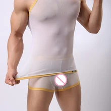 Сексуальные мужские майки, прозрачные супер тонкие сетчатые майки для бодибилдинга, мужская повседневная Экзотическая одежда для сна, Спортивная майка