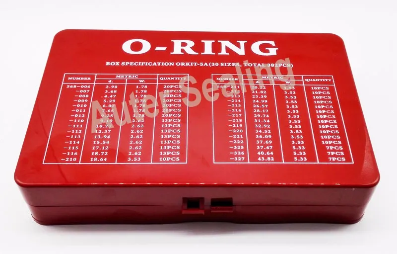 30 sizes 382pcs 5A Red oring kit1