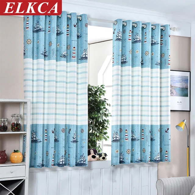 Nouvelle Arrivée Bleu Mer Rideaux pour Chambre D\'enfants Court ... Nouvelle Arrivée Bleu Mer Rideaux pour Chambre D\'enfants Court ...