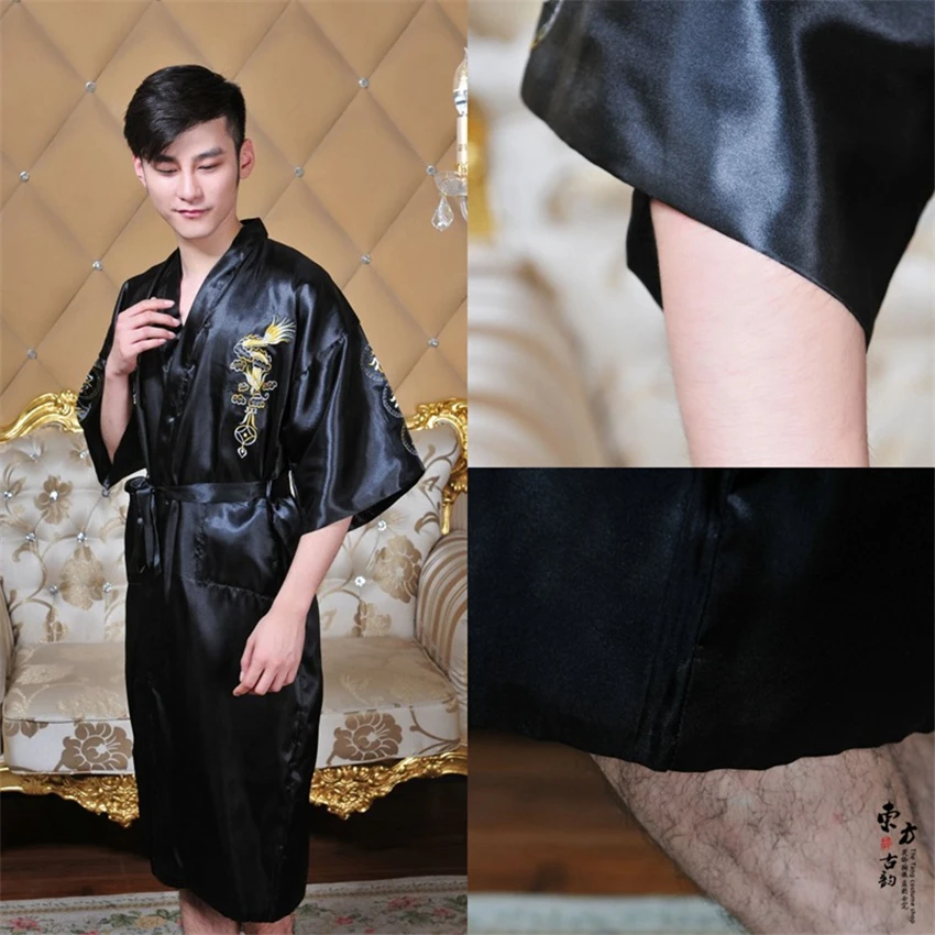 Традиционная китайская одежда для мужчин s Tang костюм пижамы с длинным рукавом Дракон пижамы для мужчин Азиатский халат юката ночной халат халаты