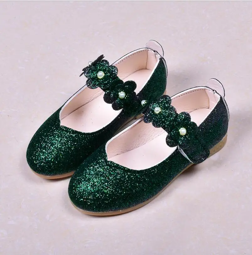 

Flowers Children Toddler Baby Little Girl Kids Sequins Bowknot Dress Shoes For Girls School Gold Party And Wedding Shoes New2019