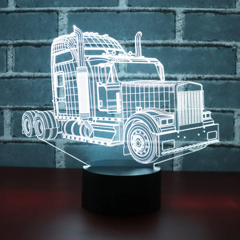 7 цветов Изменение большой грузовик ночник 3D автомобиль Led спальня настольная
