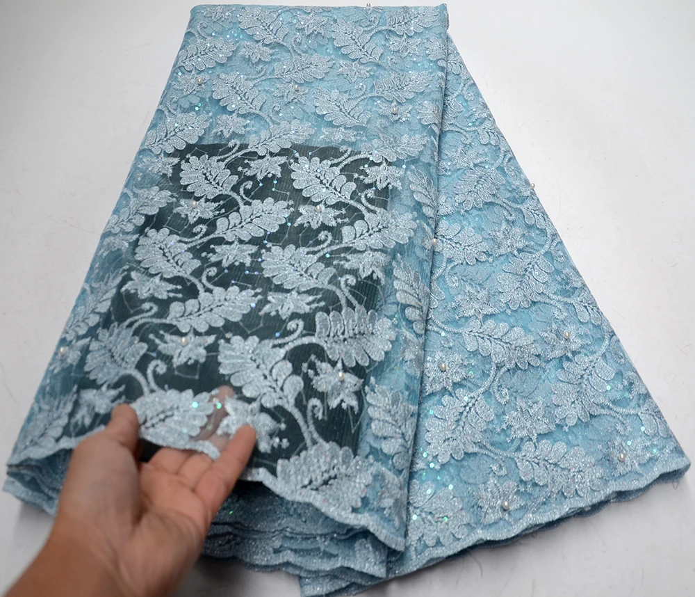 

2019 New style French net lace fabric 3D flower African tulle mesh lace fabric high quality nigerian lace fabrics