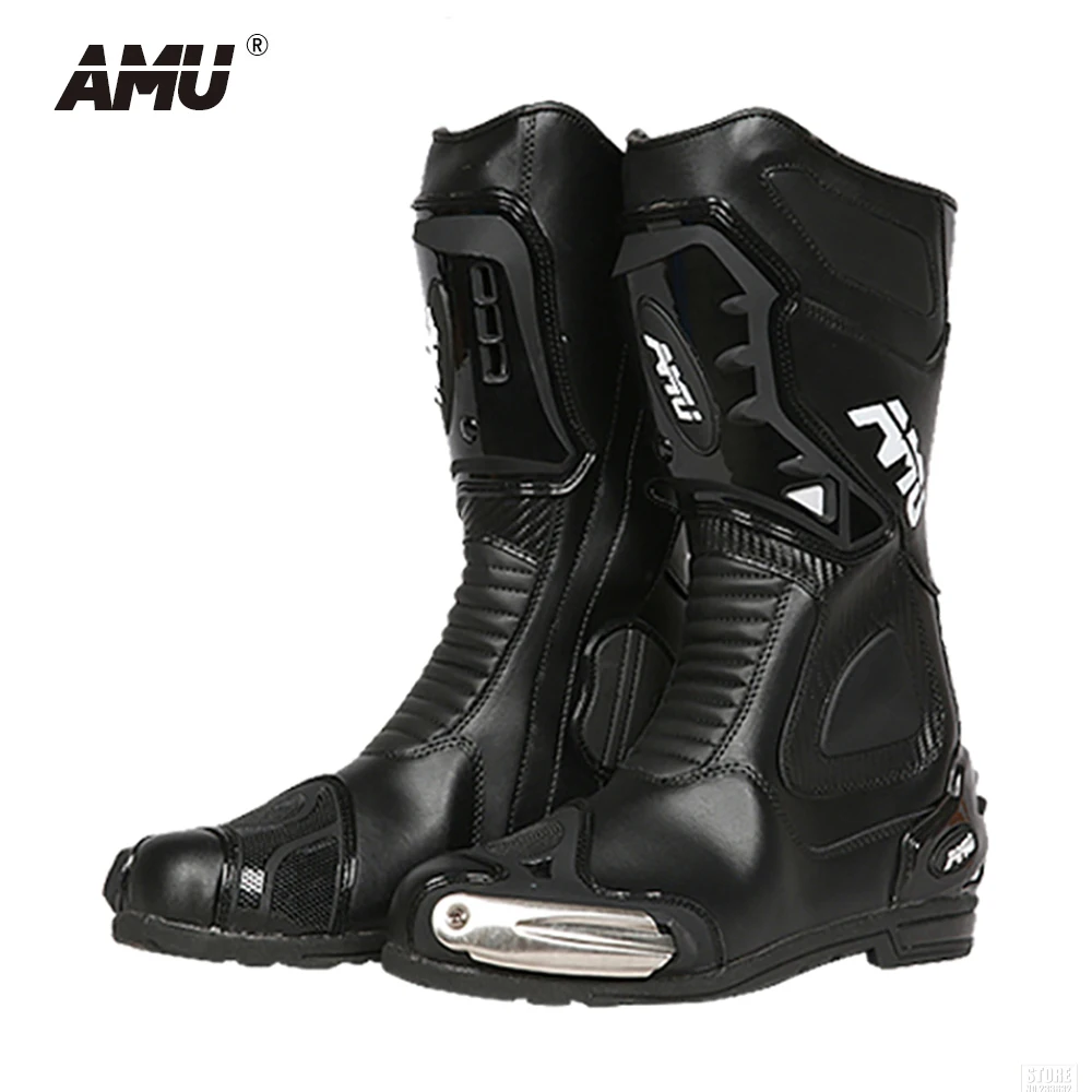 

AMU Motorcycle Boots Men Leather Motocross Moto Boots Waterproof Motorbike Riding Boots Biker Botas Moto Motorcycle Shoes