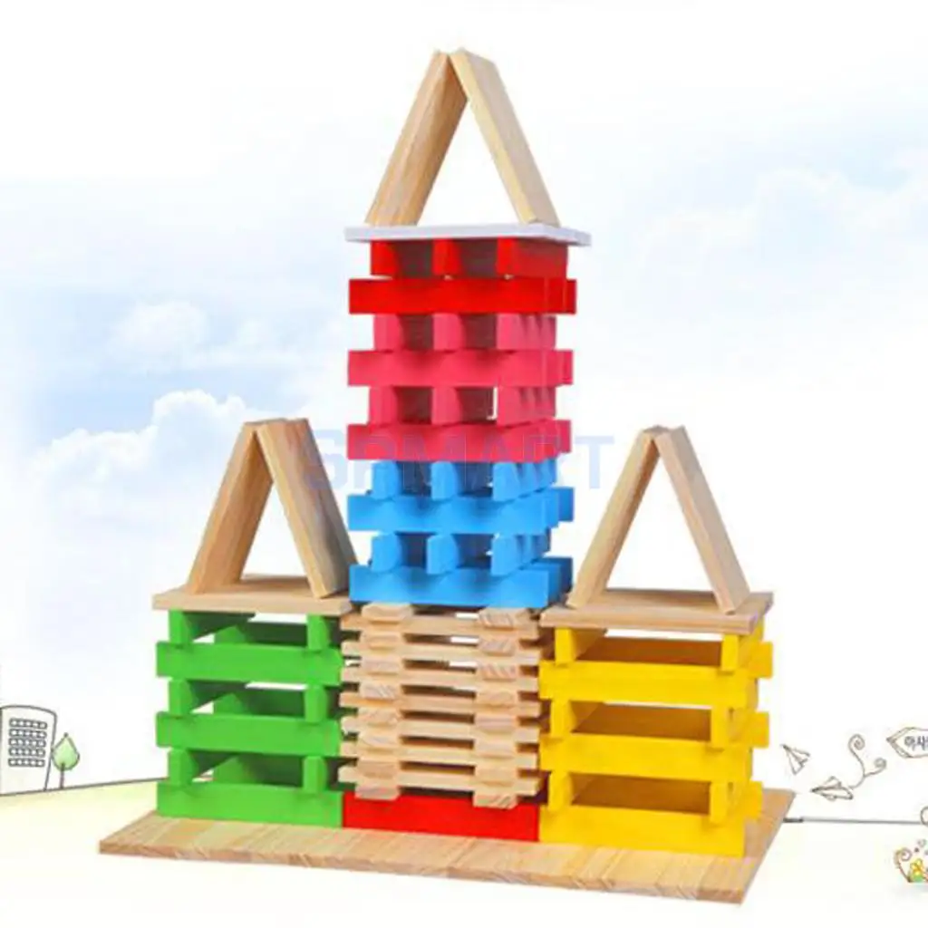 

Children Wooden 150pcs Building Stacking Blocks Bricks Toy Construction Set Kids Domino Games