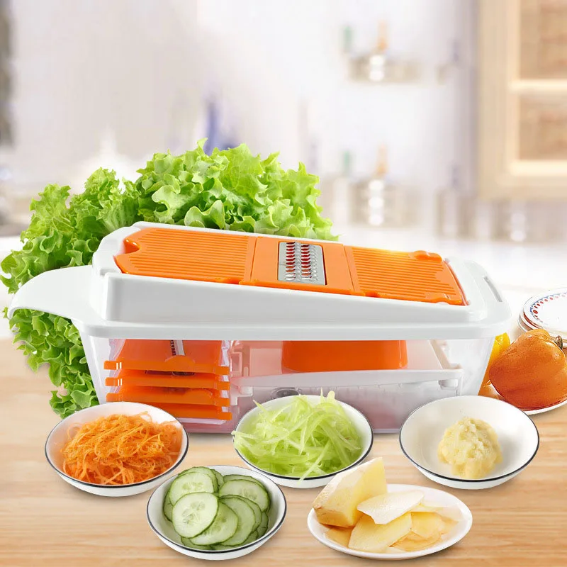 

Kitchen Gadget 5in1 Vegetable Cutter Slicer Shredder Kitchenware Grinding Mud Potato Peeler Non-Slip Multi-Function Cutting Tool