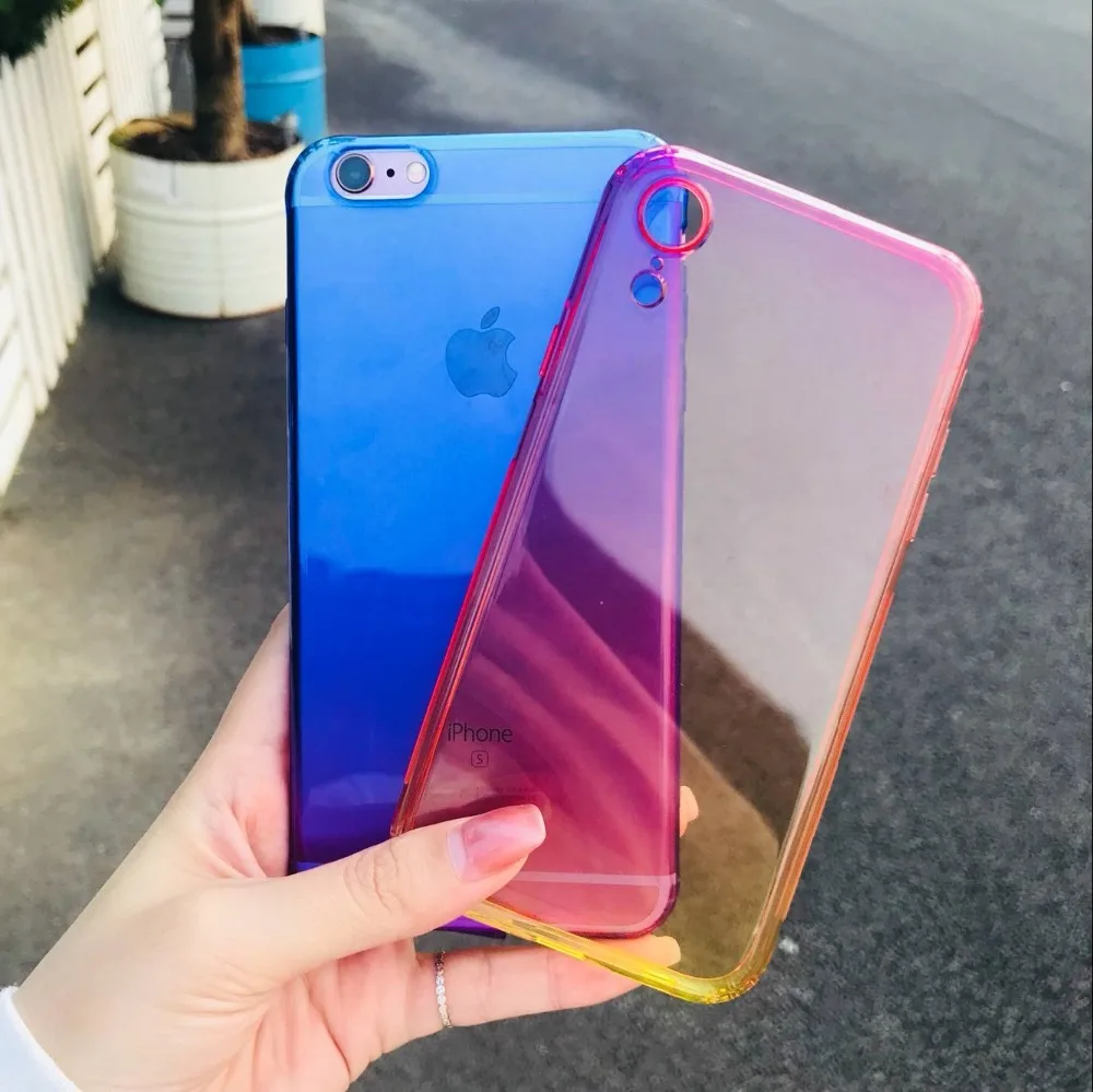 

Gradient color Clear case for Iphone XR Silicon Ultra Thin Soft TPU For iphoneXR Transparent shockproof Protector Case