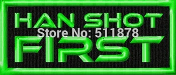 

4" Star Wars Han Shot First Logo TV MOVIE SERIES EMBROIDERED Sew On Iron On Patch TRANSFER Badge Gift Favor