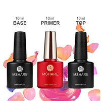 MSHARE Base Coat + Primer +Wipe Top Top Coat Gel Varnish Soak Off UV LED Gel Nail Polish 1