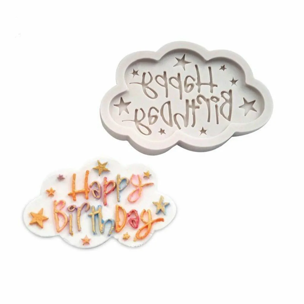 

The New Happy Birthday Silicone Fondant Mould Cake Decorating Cloud Lace Baking Mold Cake Decorating Tools Kitchen Dining & Bar