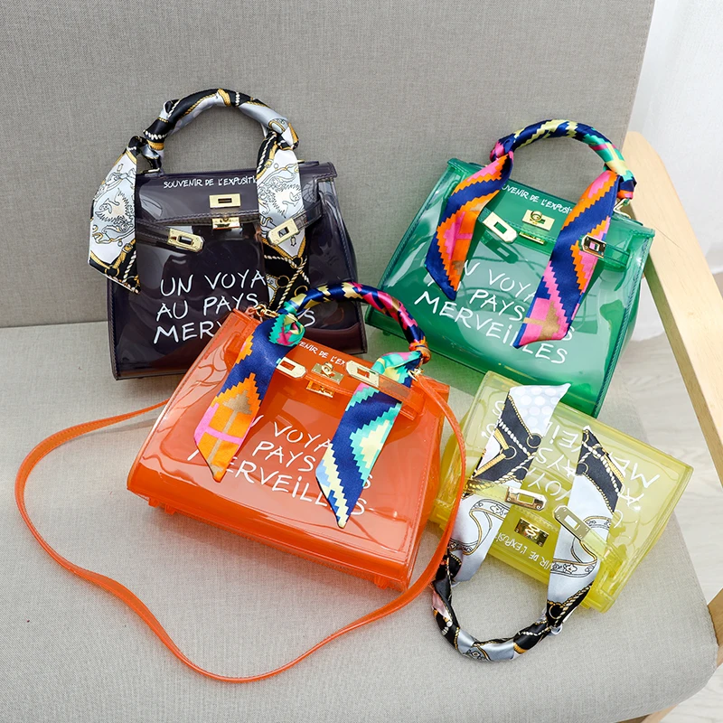 Bolsos de hombro de PVC de Color caramelo para mujer bolsas transparentes de jalea monedero de Color sólido bolso de mano para mujer bolsa
