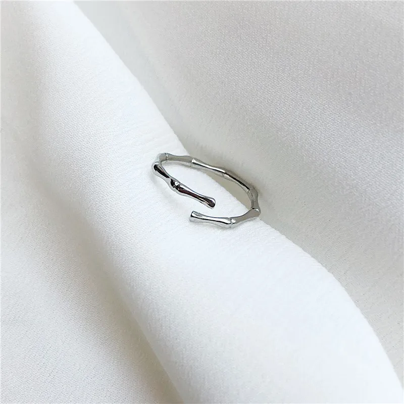Original Design Bamboo Opening Adjustable Ring Female Ins Port Wind Student Tide Joints Vintage Fashion Jewelry For Women | Украшения и
