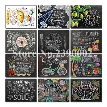 

Full Drill 5D DIY Diamond Painting Blackboard Embroidery Cross Stitch Diamond Mosaic Rhinestone Home Decor French Food Gift