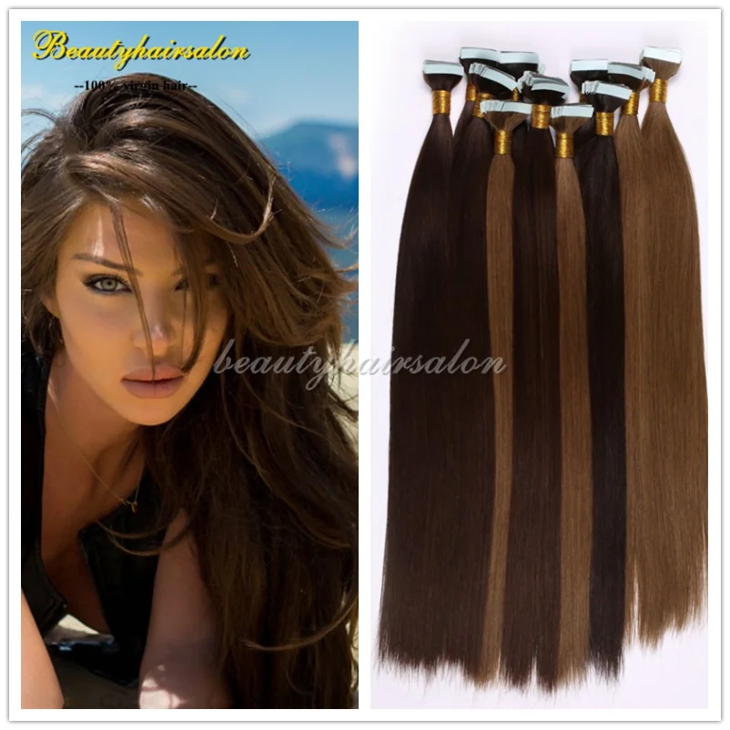 7A PU Skin Weft Tape Hair Extensions Brazilian Virgin Straight Tape In