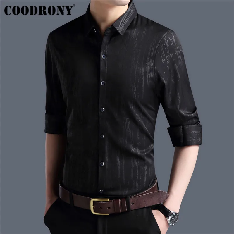 COODRONY, мужская рубашка, осень, Новое поступление, длинный рукав, хлопок, рубашка для мужчин, уличная мода, облегающая, деловая, повседневная, МНЕС, рубашки 96004