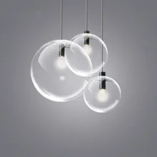 Vintage Nordic Brief Handmade Clear Bubble Glass Ball Led E27 Pendant Light For Dining Room Living Room Bar Deco 1959