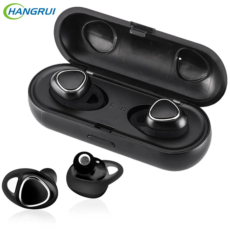 Koop Hangrui Draadloze Hoofdtelefoon 4.2 Bluetooth Oortelefoon Met Microfoon HiFi Headset Stereo Oordopjes Met Opbergdoos Oortelefoon Voor iPhone XS X