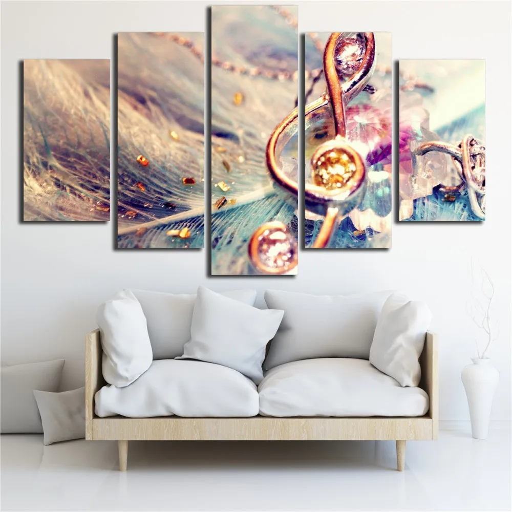 

HD Prints Home Decor For Living Room Wall Modern 5 Pieces Musical Note Paintings Modular Posters Canvas Pictures Art Framework