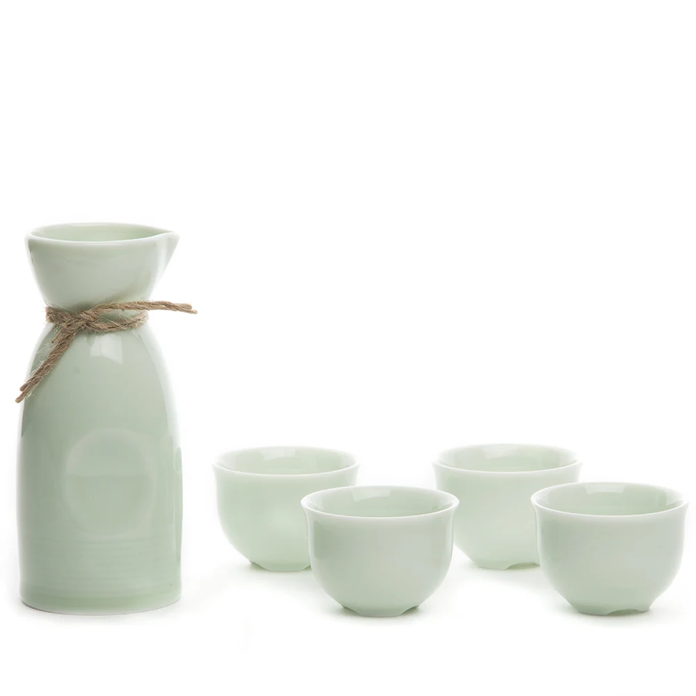 Ankoow 4 чашки для Саке+ горшок Janpanese Ceramics Sake ручной работы керамика сервиз для Саке винный горшок Саке винный термос набор