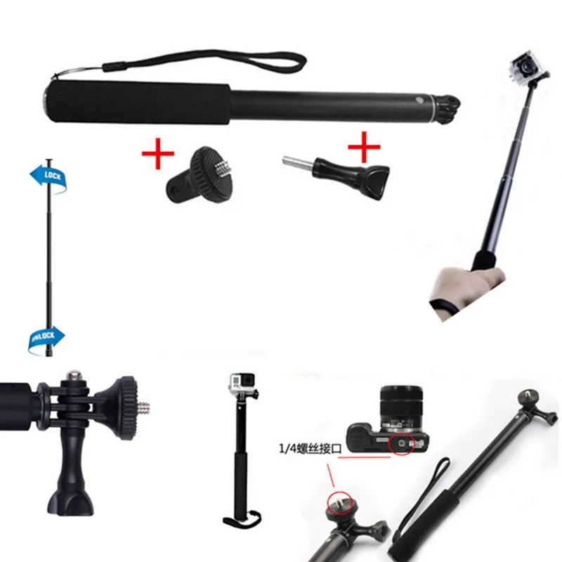 

Aluminum Extendable Pole Stick Handheld Monopod with Adapter for Gopro Hero2018 Hero7 6 5 4 3+ SJ For Xiaoyi 4k 4k+/yi lite
