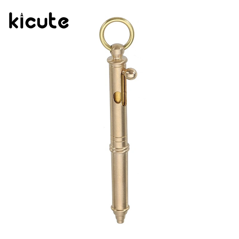 Kicute 1 шт. мини ручки из латуни Ретро Зеркало латунь шариковая ручка для подписи офисные школьные канцелярские принадлежности для студентов и детей