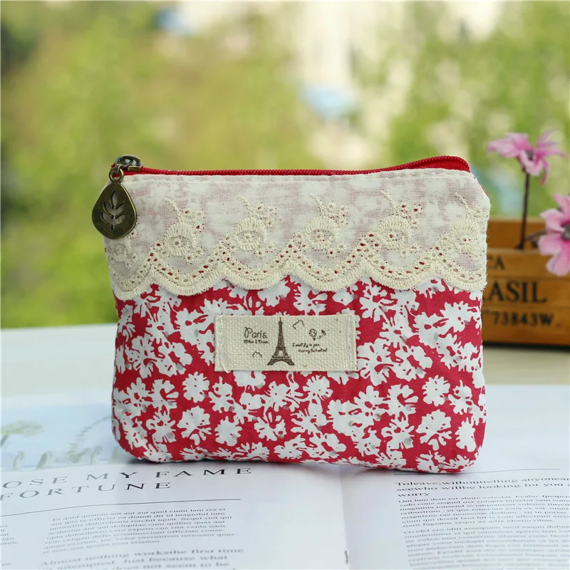 

Cotton floral lace women coin purse mini short wallet ladies sanitary bags female money pouch carteira bolsa feminina for girls