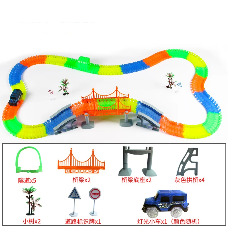 220 шт., креативный светящийся гоночный трек, набор, гибкие треки, игрушка, светодиодная Автомобильная сборка, Обучающие светящиеся игрушки, подарки для детей