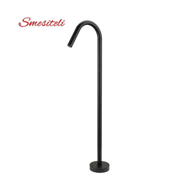 Smesiteli New Simple Style 100% Brass Chrome Or Matte Black Finish Floor Mount Bathroom Bath Tub Filler Freestanding Faucet Tap Matte Black