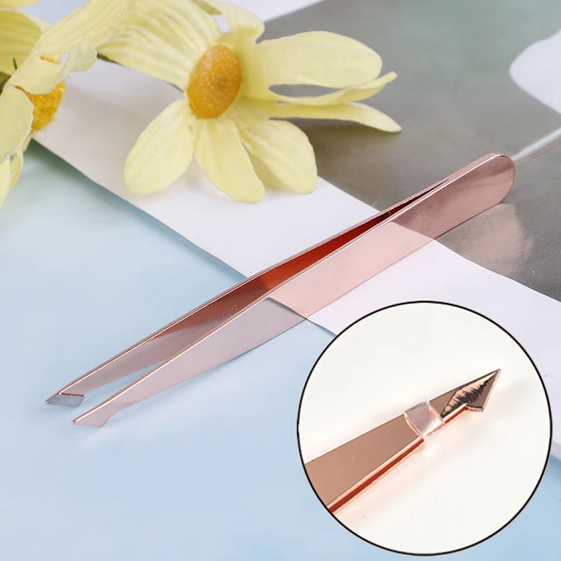 Rose Golden 1 шт. профессиональные пинцеты для бровей для удаления волос лица Триммер для бровей зажим для ресниц из нержавеющей стали косметический инструмент для красоты макияжа - Цвет: Rose Golden