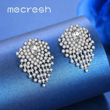Mecresh простые Стразы, геометрические маленькие серьги-гвоздики для женщин, милые несимметричные Кристальные летние серьги для помолвки MEH1445