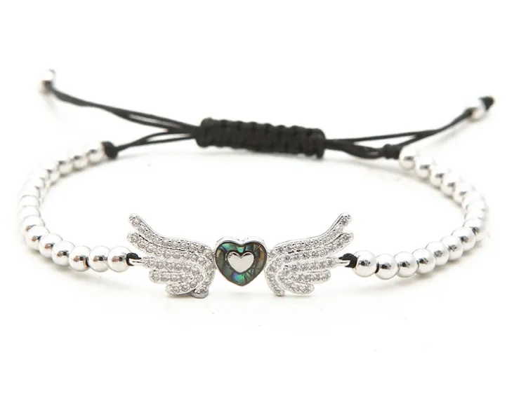 Золото Серебро Микро-паве cz кубический цирконий веревка отрегулированный браслет из медного бисера крыло dge5 Шарм плетеные браслеты для женщин