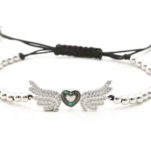 Золото Серебро Микро-паве cz кубический цирконий веревка отрегулированный браслет из медного бисера крыло dge5 Шарм плетеные браслеты для женщин